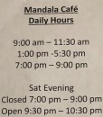 Mandala Cafe Hours